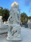 Natural Marble Buddha Statue White Stone Guanyin Bodhisa For Peace And Prosperty