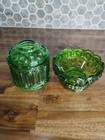 Vintage L e  Smith Moon   Stars Emerald Green Fairy candle Lamp -  6 1 2  Tall