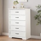 Chest Of 5 Drawers Dresser For Bedroom Nightstand Storage Organizer Wood Cabinet