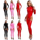 Women s Rompers Sweat Leotard Mock Neck Jumpsuit Crotchless Catsuit Long Sleeve