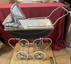 Vintage 1950s South Bend Metal Baby Stroller Carriage Navy Blue