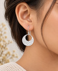 925 Sterling Silver Hammered Crescent Dangle Earrings Handmade Boho Jewelry