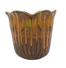Vintage Mid Century Modern Tulip Orange Drip Glaze Flower Pot Planter Boho Decor