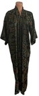 Vtg Japanese   s Embroidered Multicolor Black Kimono Robe Village Scene Pagoda L