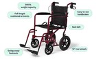Medline Transport Wheelchair W handbrakes  Footrests Mds808210are Pickup Only La