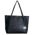 Michael Kors Ciara Large Signature Mk Logo Genuine Leather Top Zip Tote Handbag