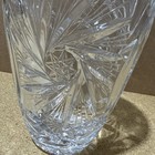 Vintage Cut Crystal Vase 9    Tall Fan Starburst Pattern Beautiful