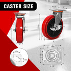 8 x2  Polyurethane Wheels- Heavy Duty Casters Set Of 4  Industrial Grade Polyure