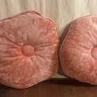 Vintage Mid Century Modern Pillows Pink Crushed Velvet Square Round Set Of 2 Mcm