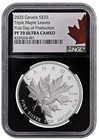 2025 Canada Triple Maple Leaf 1 Oz Silver Proof  9999 Black Core Ngc Pf70uc Fdoi