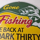 Vintage Rapala Lures Sign - Gone Fishing Porcelain Gas Pump Plate Sign