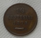 1875 San Marino 10 Centesimi Copper Coin Mintage 150 000