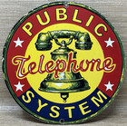 Vintage Bell System Public Payph0ne Porcelain Sign Gas Station Oil Telephone Att