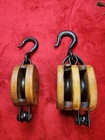 Two Sizes Vintage Wooden Single Pulley Block   Tackle 4 Inch  - Madesco Products