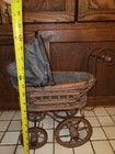 Vintage Antique Victorian Baby Doll Carriage Stroller Buggy Wicker Wood   Steel