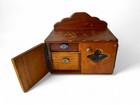 Antique Wood Spice Apothecary Box Drawers Cabinet Trinket Primitive Wall 1920 s