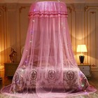 Elegant Mosquito Lace Bed Net Mesh Canopy Princess Round Bedding Net Pink Purple