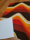 Rare Vintage Mid Century Retro 70s 60s Yel Red Brn Pyramid Wave Tall Fabric  Wow