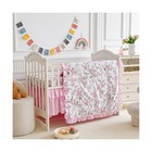 3 Pieces Pink Rose Flowers Crib Bedding Set Baby Ruffled Quilted Co    Fast Ship
