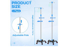 Iv Pole With Wheels Tray Stand Portable 4 Hooks 5 Wheels Iv Fluid Bag Stand