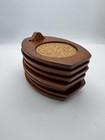 Vintage 1960s Mcm Milbern Wooden Wood Coaster Set Stacking Cork 7 Pc