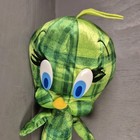 Six Flags Looney Tunes Tweety Bird 14    Stuffed Animal Plush Rare Green Plaid