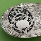 Vintage Mexico Gm10 Sterling Silver Old Western Monogram Plate Inlay Belt Buckle