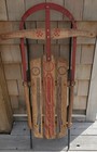 Vintage Champion Fastrack Wooden Snow Ice Sled Red   Blue Graphics