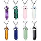 Pointed Chakra Quartz Stone Chain Necklaces Hexagonal Gemstone Pendant-necklace