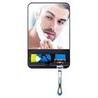 Dark Black Modern Shower Mirror Anti-fog W Razor Holder Suction Shaving Mirror