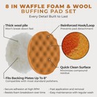 Waffle Foam   Wool Buffing   Polishing Pad Kit W  6 - 8  Pads Grip Backing Plate