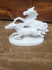 Vintage Erphila Germany Porcelain Horses Running Rearing Statue Decor Gold Gild