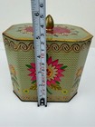 Vintage S l k  Floral Tin Canister Storage Box Octagonal Lidded