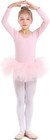 Ballet Tutu Leotards Toddler Girls Short Sleeve With Glitter Skirt Dance Balleri