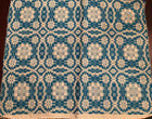 Vintage Hand Woven Overshot Blue Primitive Textile Geometric Circles Wool 15x17