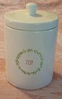 Rae Dunn By Magenta Christmas Joy Wreath Canister With Red Inside New