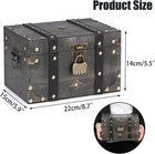 Wooden Treasure Chest With Lock  Vintage Pirate Chest Keepsakes Box For Kids Gi