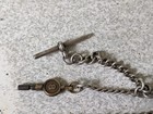 Antique Sterling Silver Graduated Albert Pocket Watch Chain And Bar - 15 1 2  