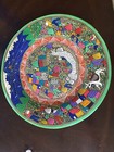 Mexican Folk Art Wedding Story Plate Hanging Hand Painted Signed Terracotta 16   