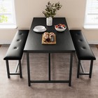 Black Dining Set Kitchen Room Table Set Dining Table And 2 Leather Benches