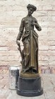 Very Beautifulrare Art Nouveau Deco Bronze Maiden Figures W Stone Base Signed