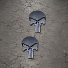 2 Pack - Matte Black Metal Punisher Skull Emblem Badge Car Laptop Door Bike