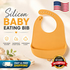 Waterproof Silicone Baby Bibs 2 Pack  Food Grade Super Thin Light Weight Feeding