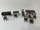 Vintage Tootsietoy Metal Dollhouse Furniture Dining Table Chairs Desks 11 Pc Lot