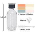 Mini Glass Bottles 2oz With Caps  6 Pack  - Leak Proof Small Shot Transparent 