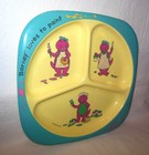 Vtg Barney 1992 Loves To Paint Dinosaur Melamine Divided Child Toddler Plate
