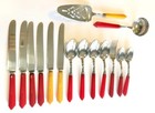 Bakelite Catalin 15 Pc Partial Set Multicolor Flatware 1930 s  4