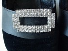 A Pair Of Vintage 1930s Clear Rhinestone   Silver Tone Shoe Buckles Or Clips