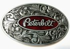 Peterbilt Truck Belt Buckle Red Silver