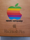 Vtg Wooden Media Storage Box Apple Macintosh Plus Computers Rare Colored Logo